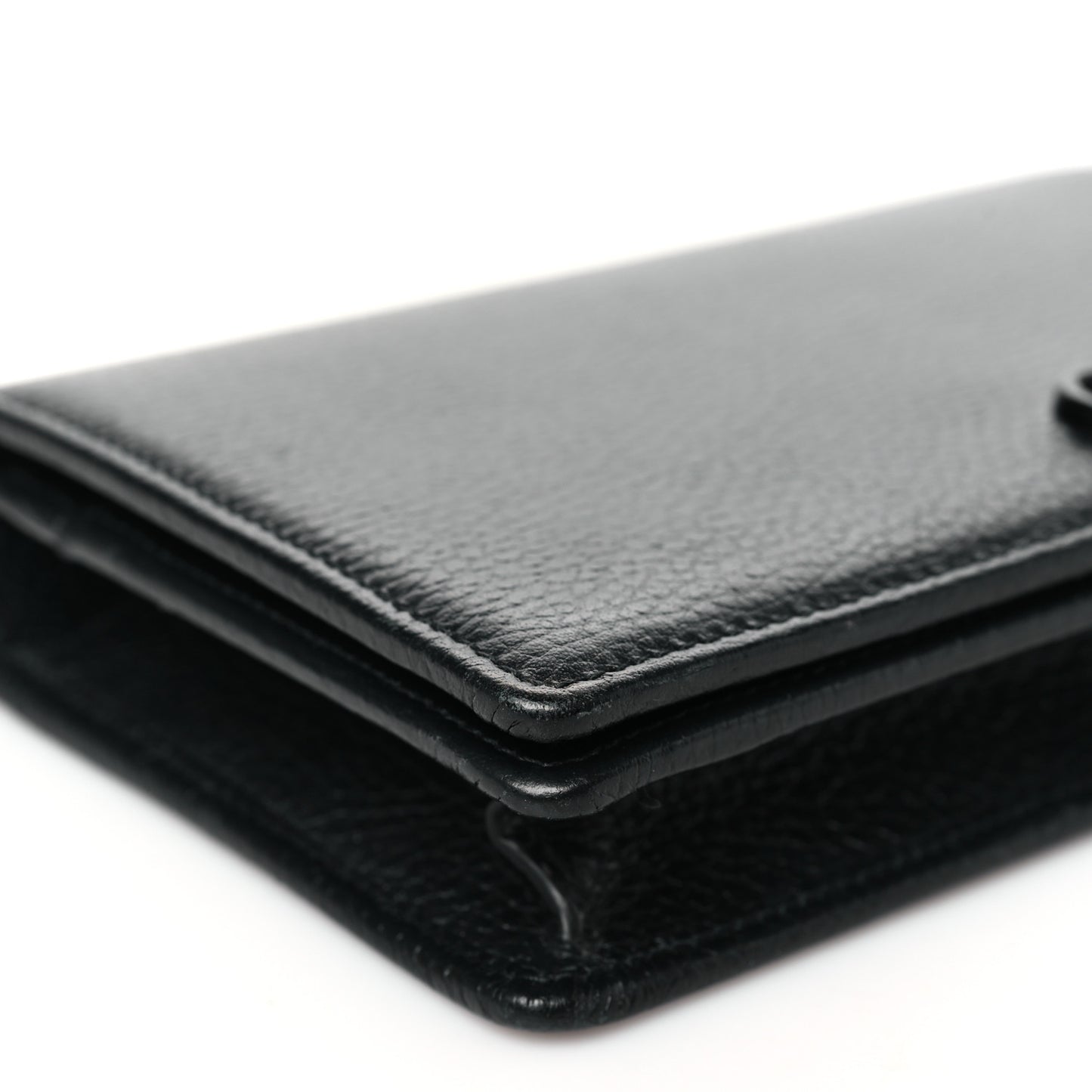 Dollar Calfskin Enamel Monochrome Mini GG Marmont Chain Wallet Black