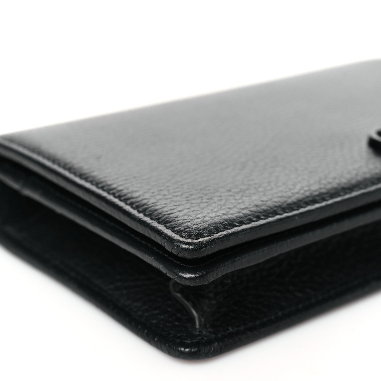 Gucci Dollar Calfskin Enamel Monochrome Mini GG Marmont Chain Wallet Black 8 of 10