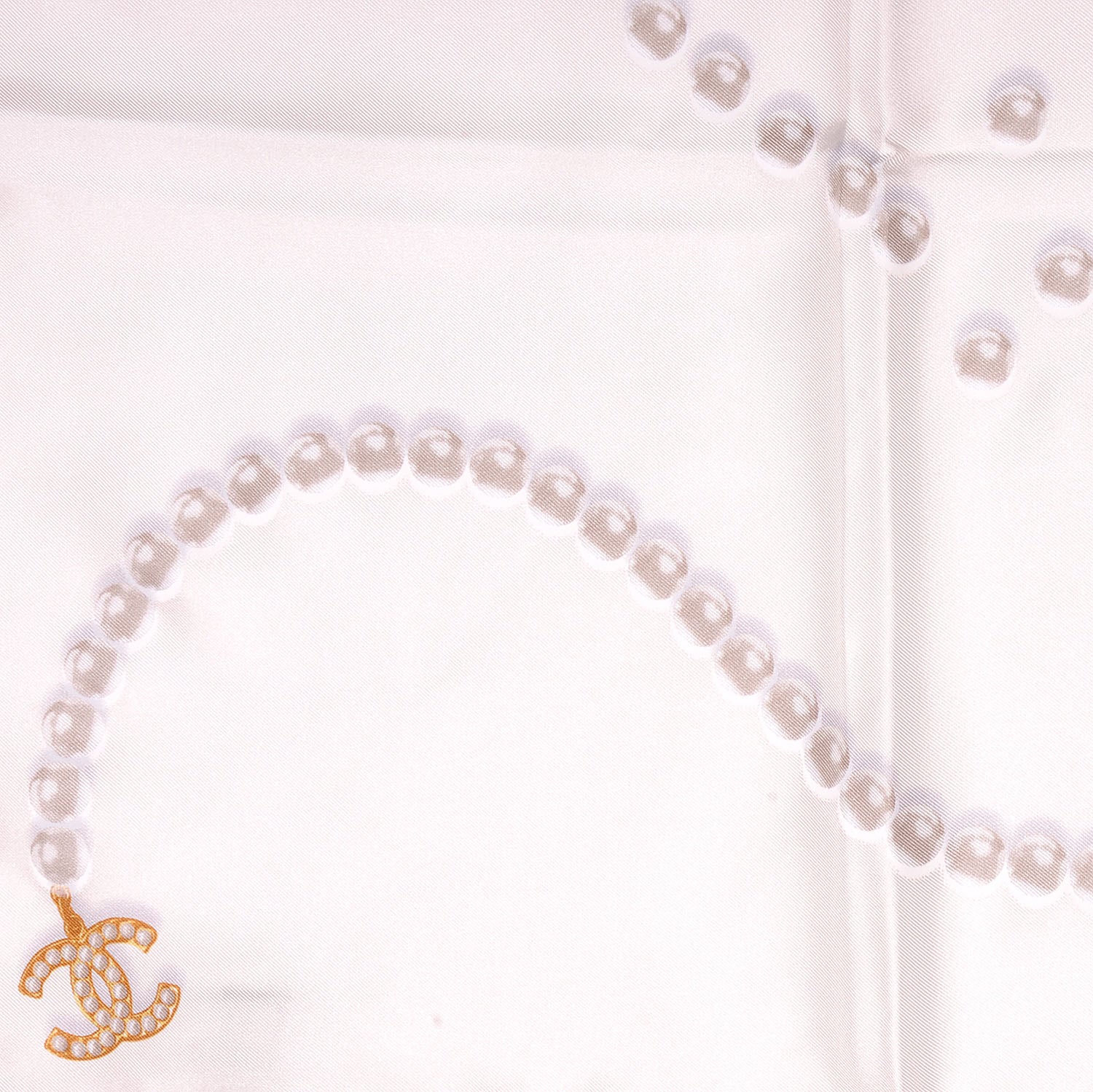 Chanel Silk Pearl CC Square Scarf Ivory 6 of 10
