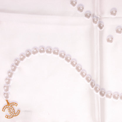Chanel Silk Pearl CC Square Scarf Ivory 6 of 10