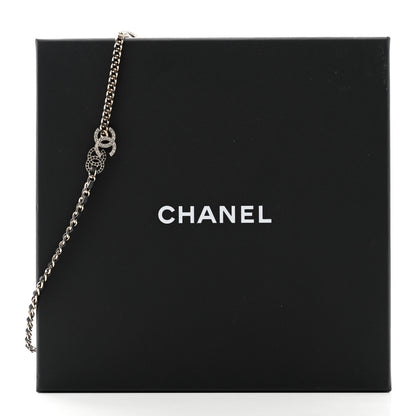 Chanel Metal Calfskin Crystal Double CC Short Necklace Black Gold 4 of 4