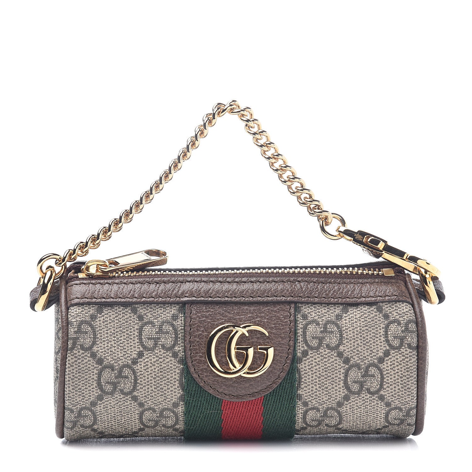 Gucci GG Supreme Monogram Web Ophidia Barrel Coin Purse Beige New Acero 1 of 6