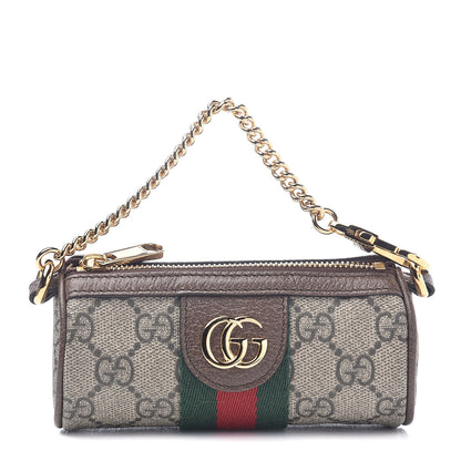 Gucci GG Supreme Monogram Web Ophidia Barrel Coin Purse Beige New Acero 1 of 6