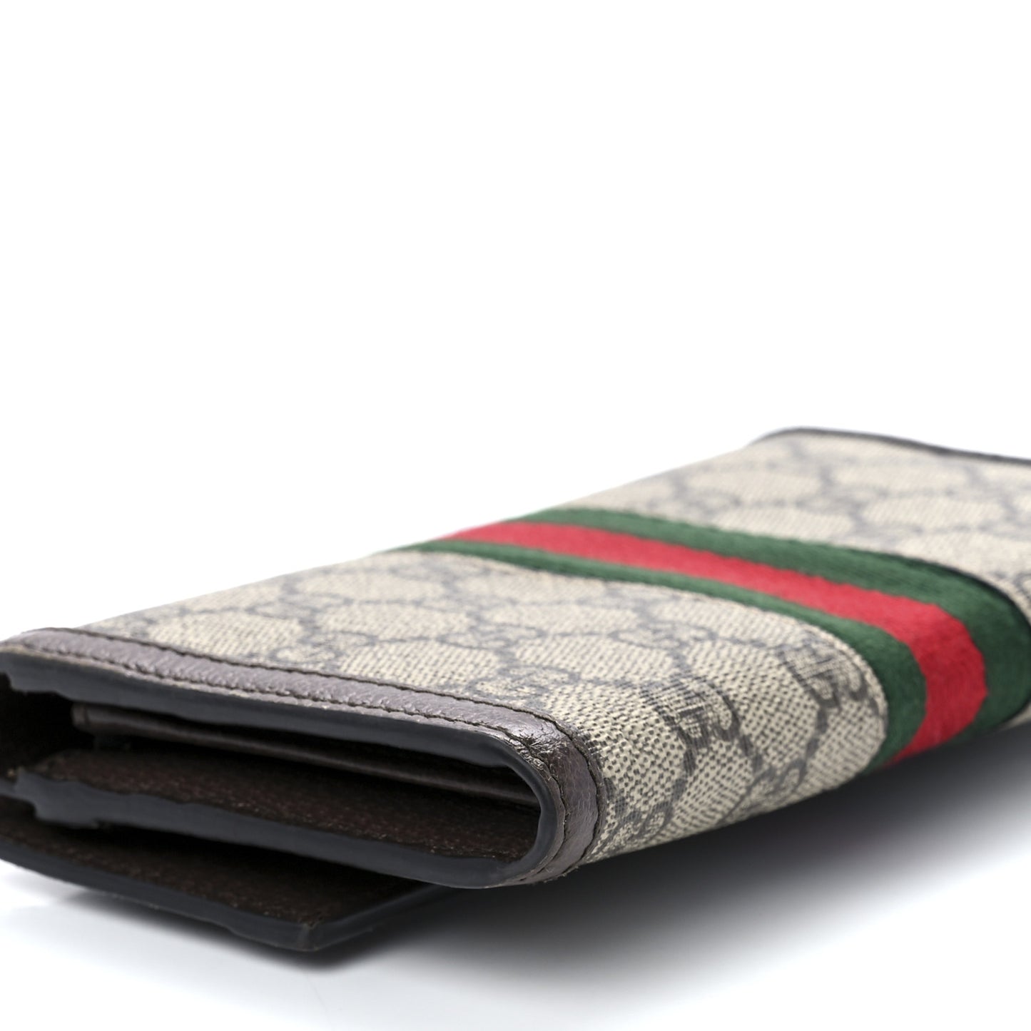 GG Supreme Monogram Web Ophidia Continental Wallet Brown