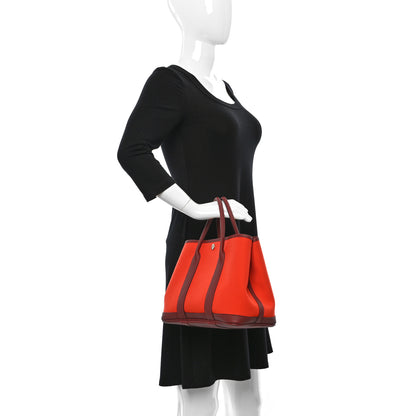 Hermes Toile Militaire Negonda Garden Party Tote 30 Orange Mecano Rouge H 2 of 9