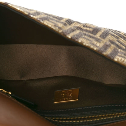 Fendi Vitello King Beaded Zucca Baguette Mogano Panna Ebano 5 of 9