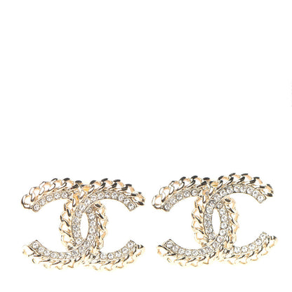 Chanel Crystal Chain CC Earrings Gold 1 of 5