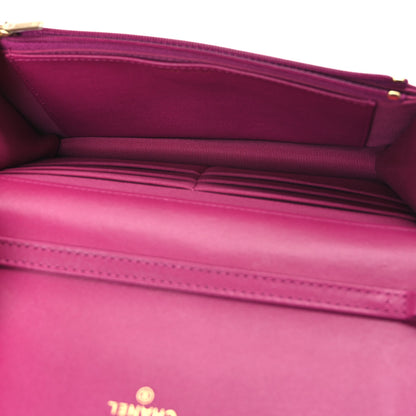 Chanel Patent Quilted Chain Around Heart Wallet On Chain WOC Fuchsia 5 of 11