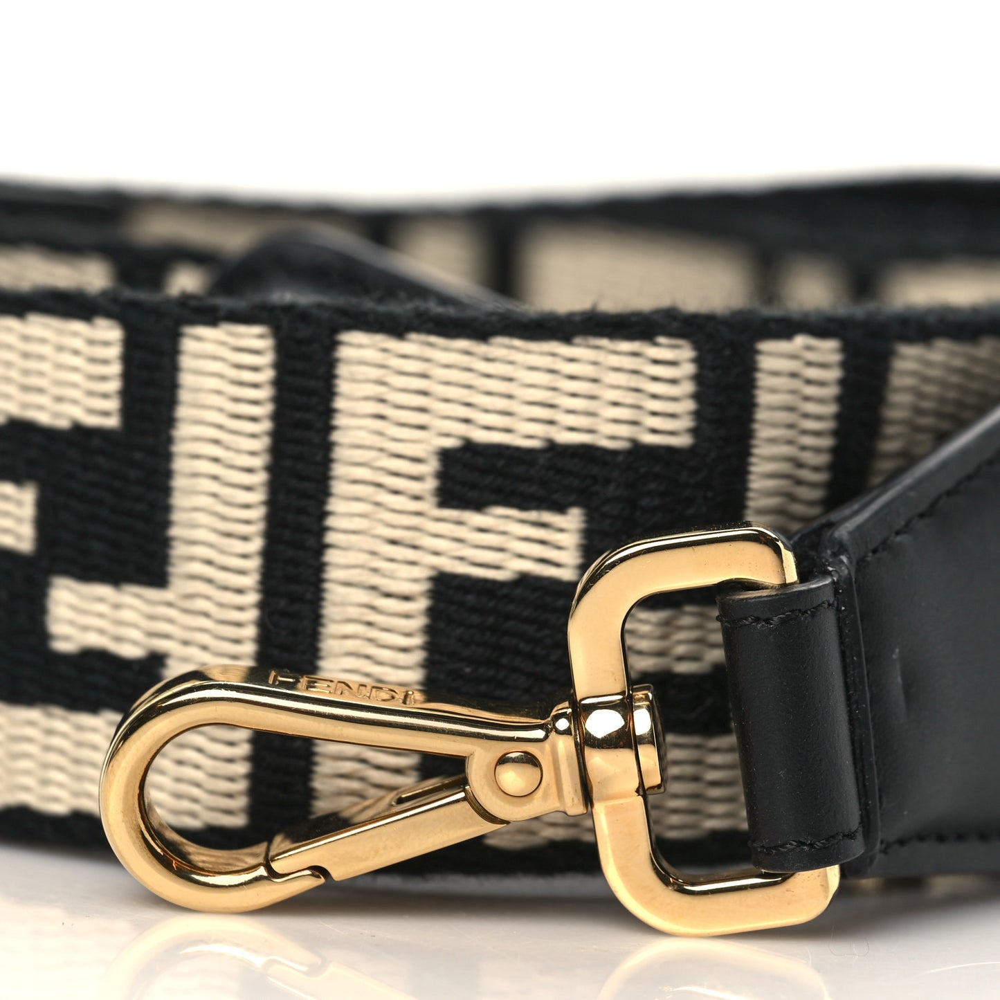 Jacquard Ribbon Vitello King FF Bi-Color Intreccio Adjustable Strap You Black White