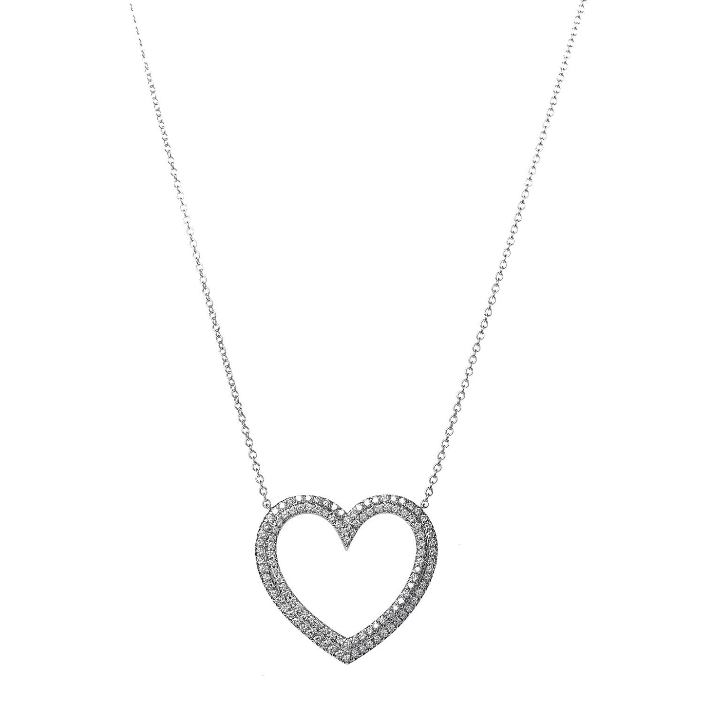 Platinum Diamond Large Metro Heart Pendant Necklace