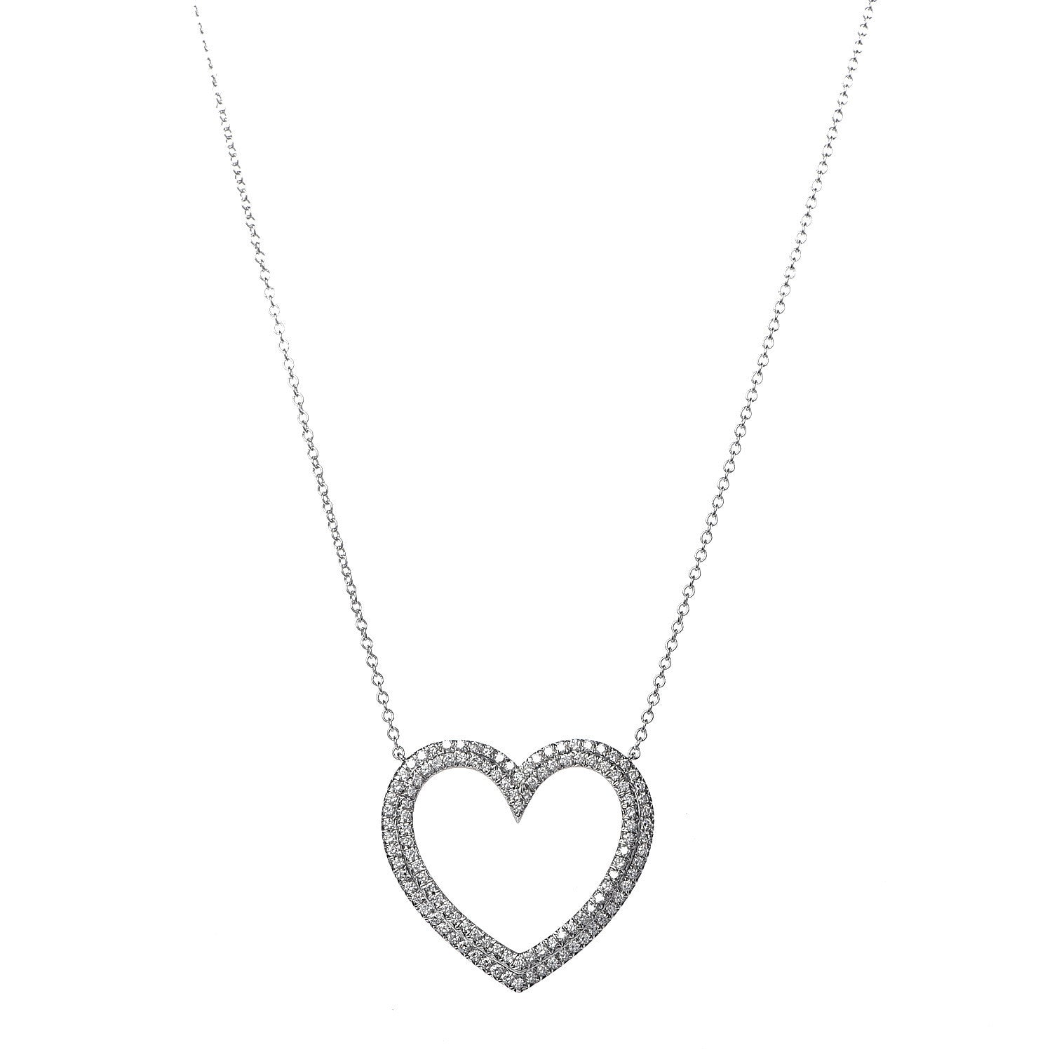 Tiffany Platinum Diamond Large Metro Heart Pendant Necklace 1 of 6