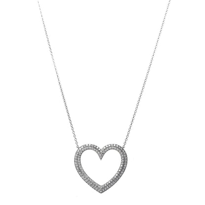 Tiffany Platinum Diamond Large Metro Heart Pendant Necklace 1 of 6
