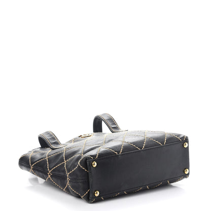 Chanel Calfskin Contrast Stitch Surpique Tote Black 4 of 12