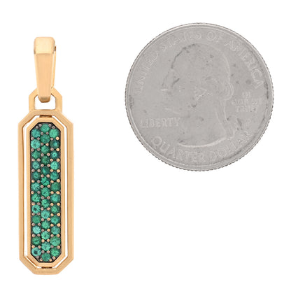 David Yurman 18K Yellow Gold Emerald Malachite Streamline Amulet Pendant 2 of 4