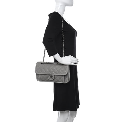 Chanel Caviar Quilted Medium French Riviera Flap Light Grey 2 of 19