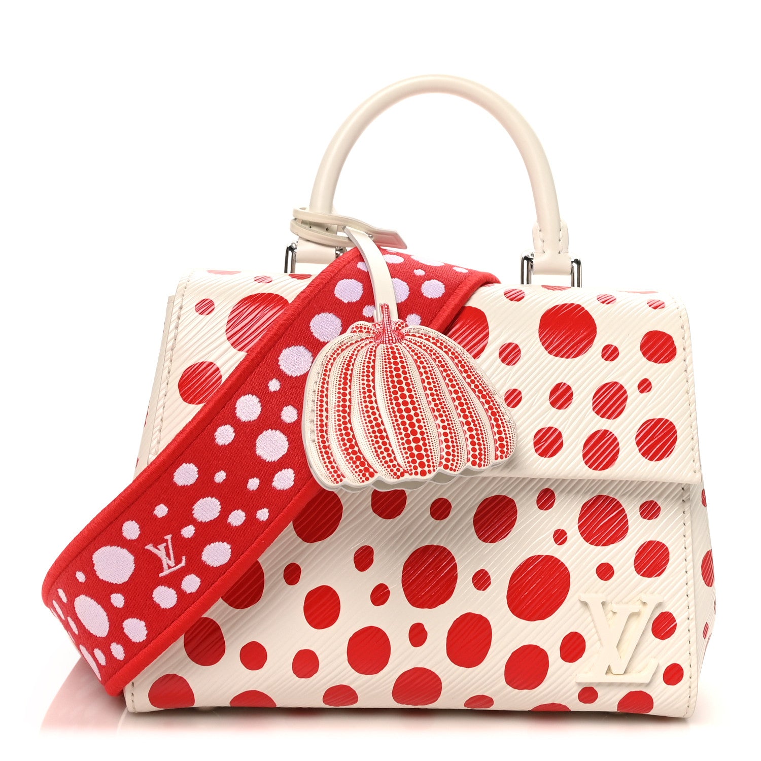 Louis Vuitton LV X YK Monogram Kusama Epi Cluny Mini White Red 1 of 9