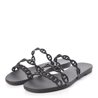 Hermes Rubber Chaine d'Ancre Rivage Sandals 37 Black 3 of 8