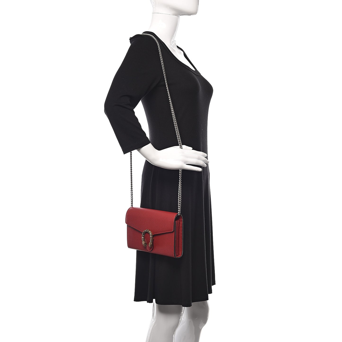 Calfskin Mini Dionysus Chain Wallet Hibiscus Red