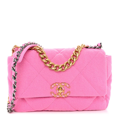 Chanel Denim Quilted Medium Chanel 19 Flap Neon Pink 1 of 10