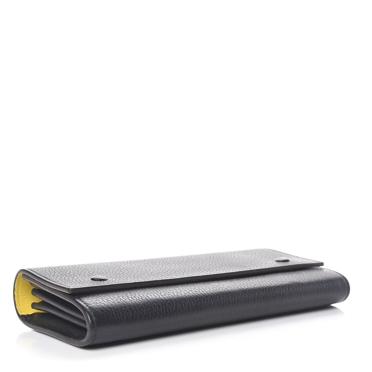 Drummed Calfskin Large Multifunction Flap Wallet Black