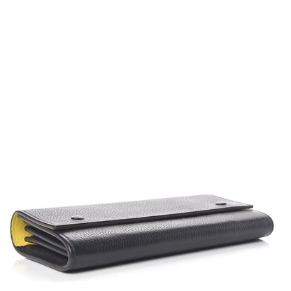 Celine Drummed Calfskin Large Multifunction Flap Wallet Black 4 of 8