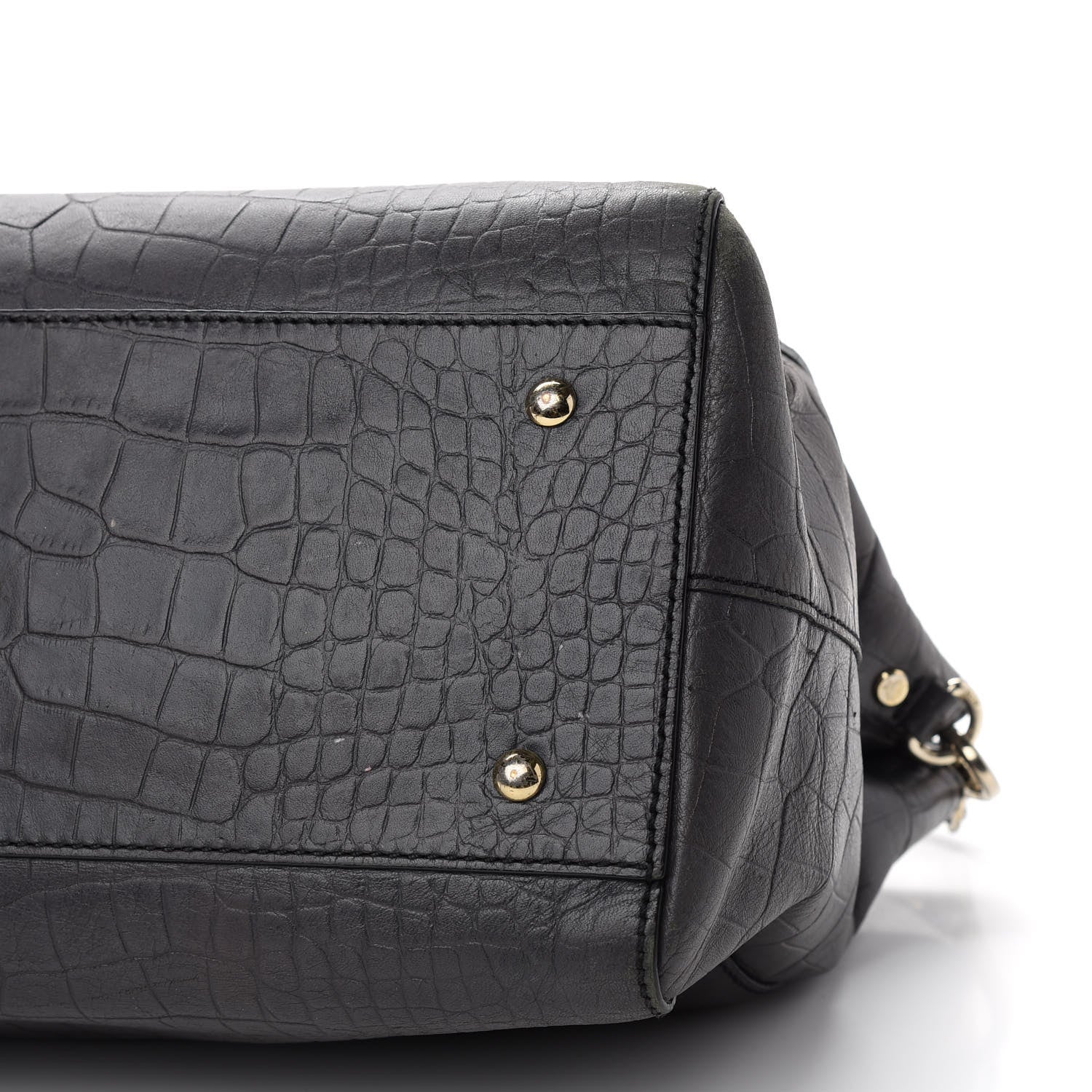 MCM Calfskin Crocodile Embossed Double Zip Tote Bag Grey 16 of 17