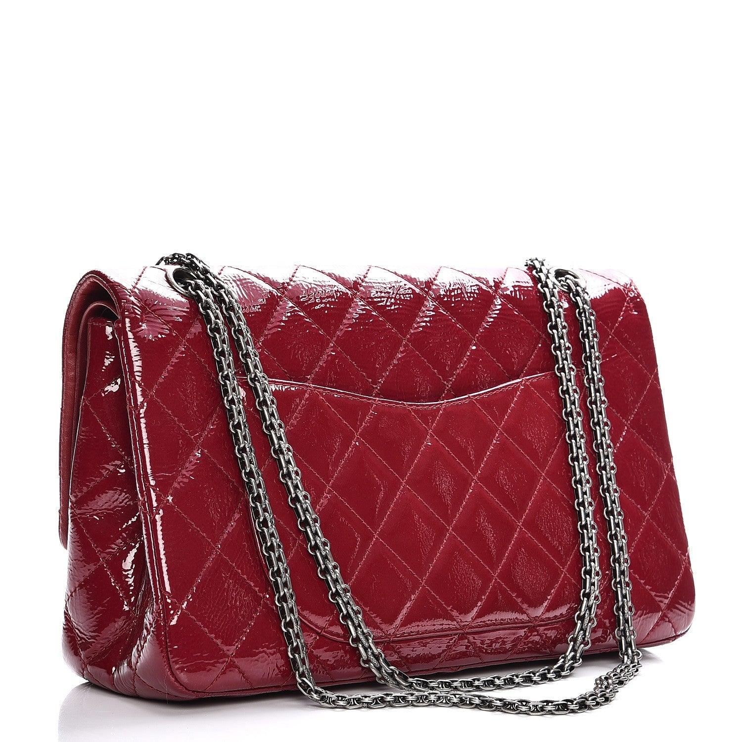 Chanel Distressed Patent 2.55 Reissue 227 Flap Raspberry Red 3 of 12