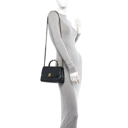 Chanel Crumpled Lambskin Quilted Small CC Links Top Handle Flap Black 2 of 11
