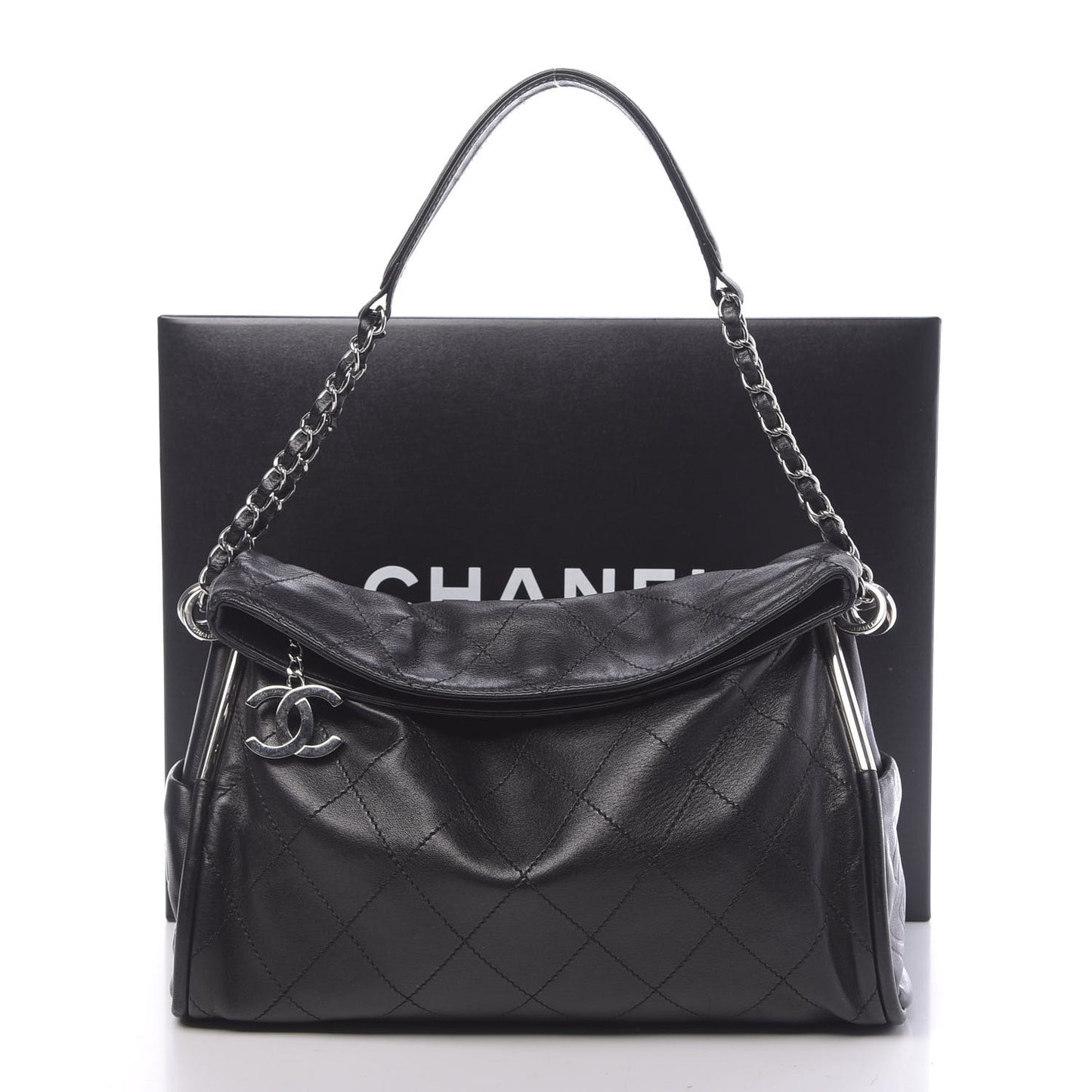 Lambskin Stitched Medium Ultimate Soft Tote Black