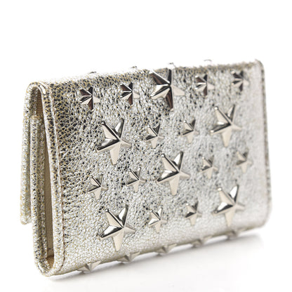 Jimmy Choo Metallic Calfskin Neptune Star Studded Key Case Champagne 2 of 7