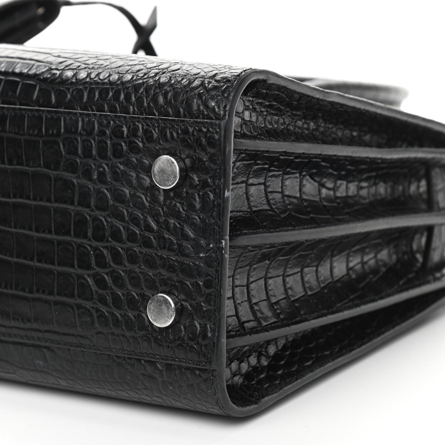 Calfskin Crocodile Embossed Baby Sac De Jour Black