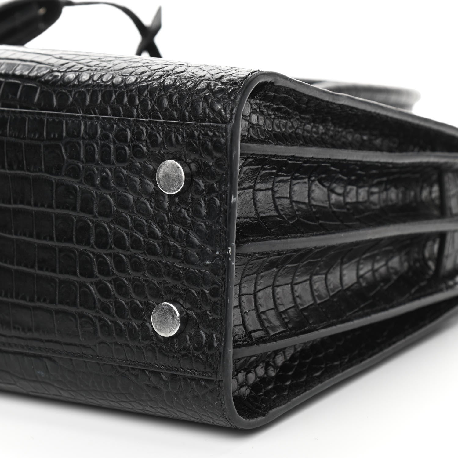 Saint Laurent Calfskin Crocodile Embossed Baby Sac De Jour Black 16 of 28