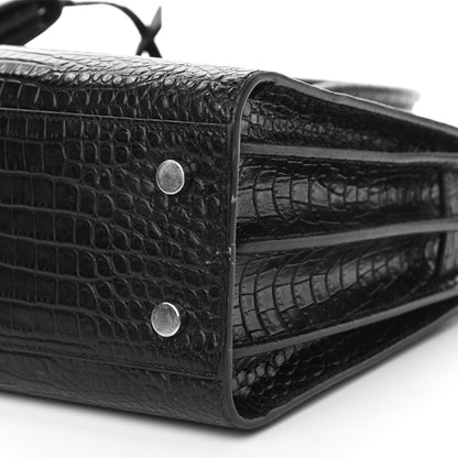 Saint Laurent Calfskin Crocodile Embossed Baby Sac De Jour Black 16 of 28