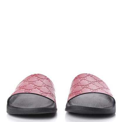 Gucci Guccissima Signature Womens Slide Sandals 39 Hibiscus Red 2 of 9