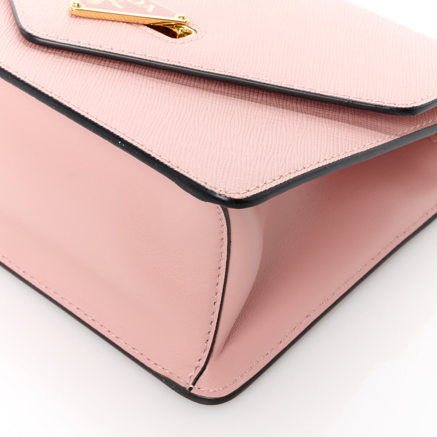 Prada Saffiano Soft Calfskin Metal Triangle Logo Envelope Chain Shoulder Bag Orchidea 10 of 10