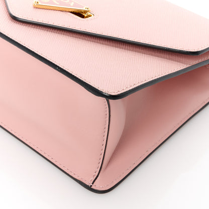 Prada Saffiano Soft Calfskin Metal Triangle Logo Envelope Chain Shoulder Bag Orchidea 10 of 10