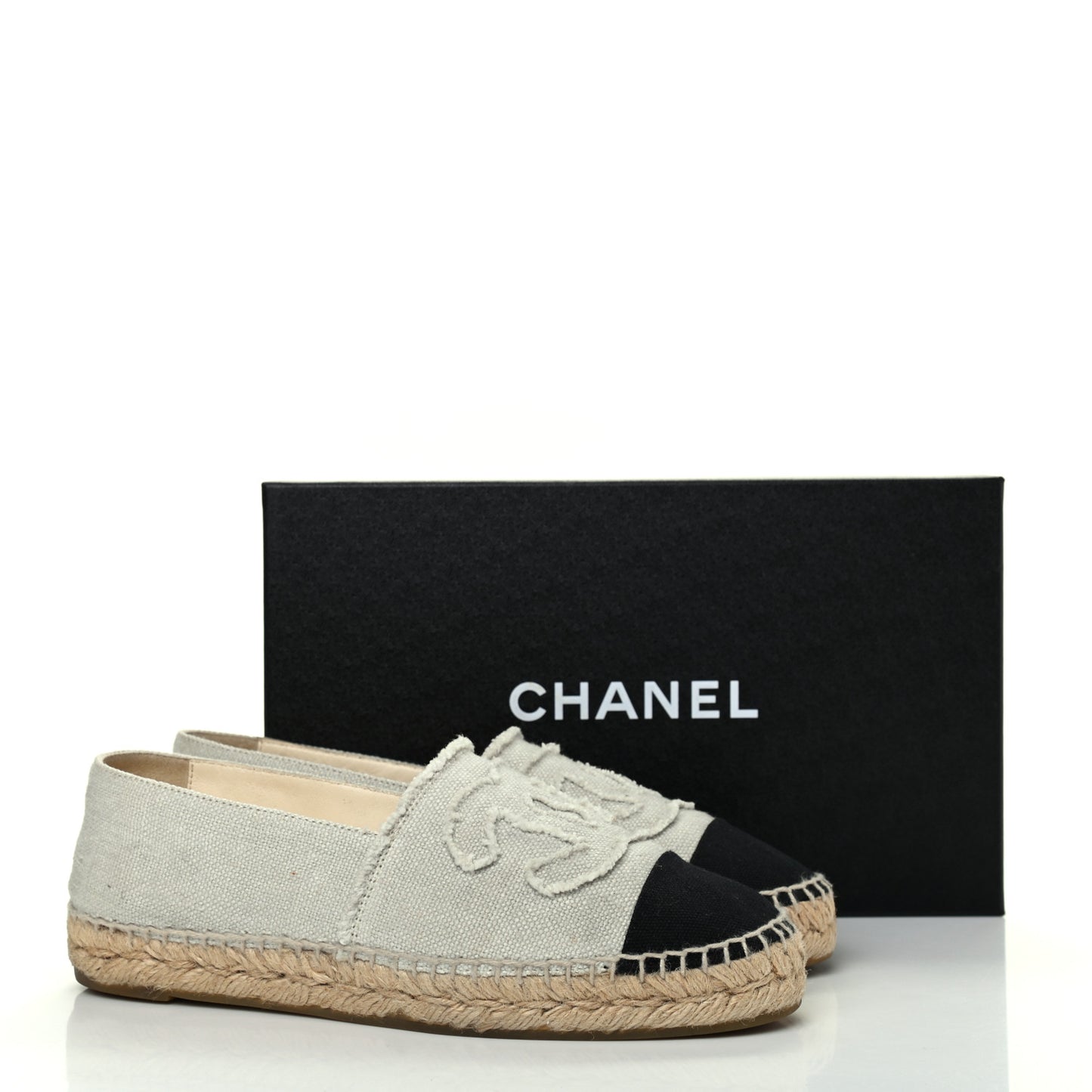 Linen CC Espadrilles 38 Beige Black