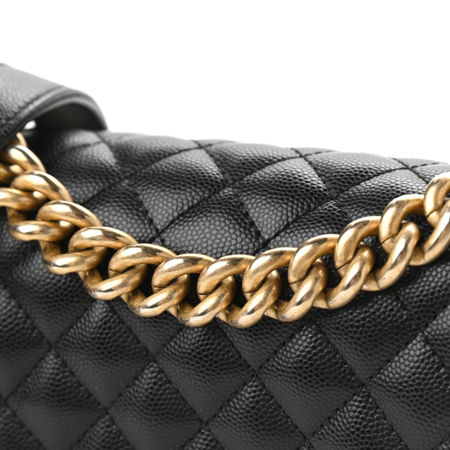 Caviar Quilted Small Boy Flap Black