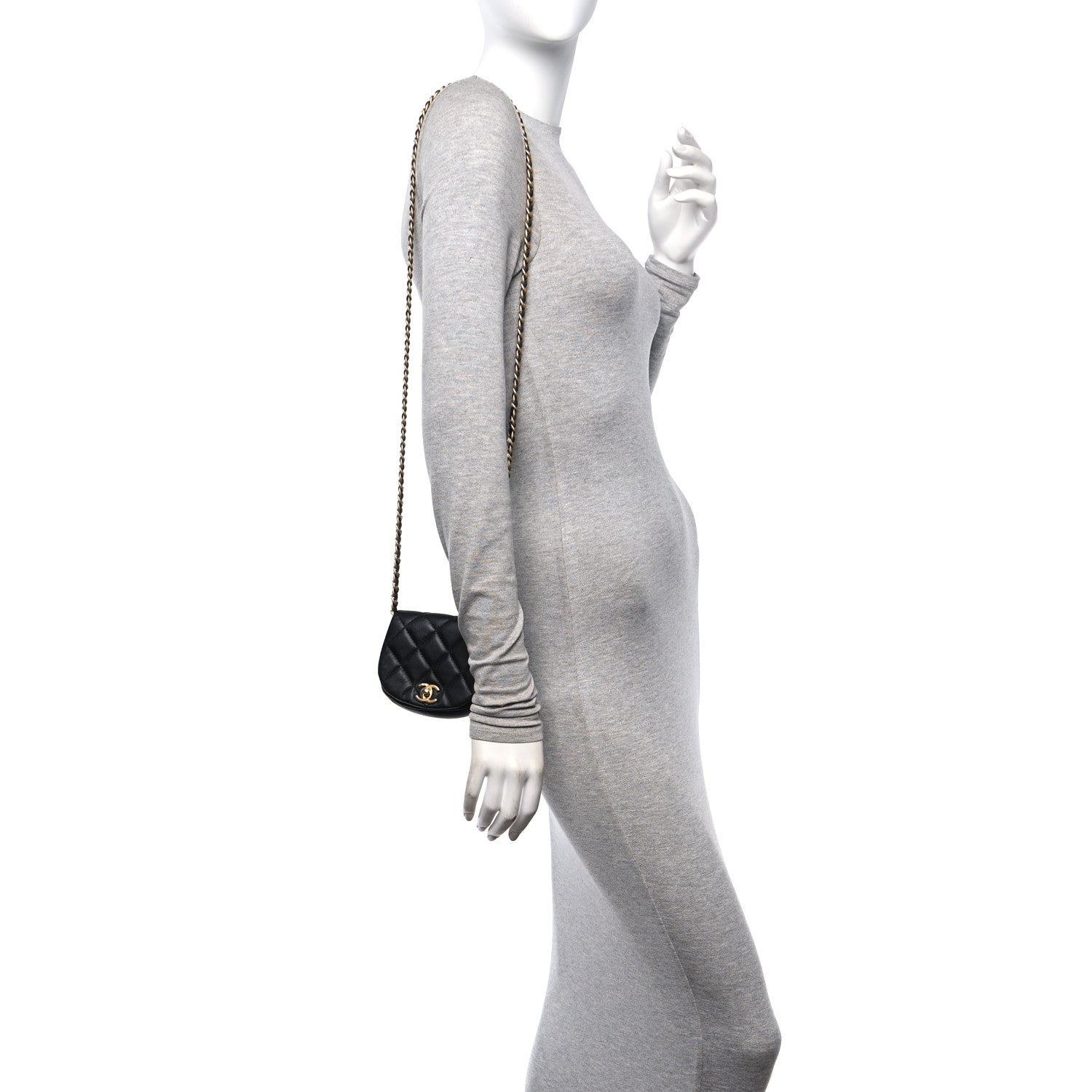 Chanel Calfskin Quilted Mini Coco Mail Clutch with Chain Black 3 of 11