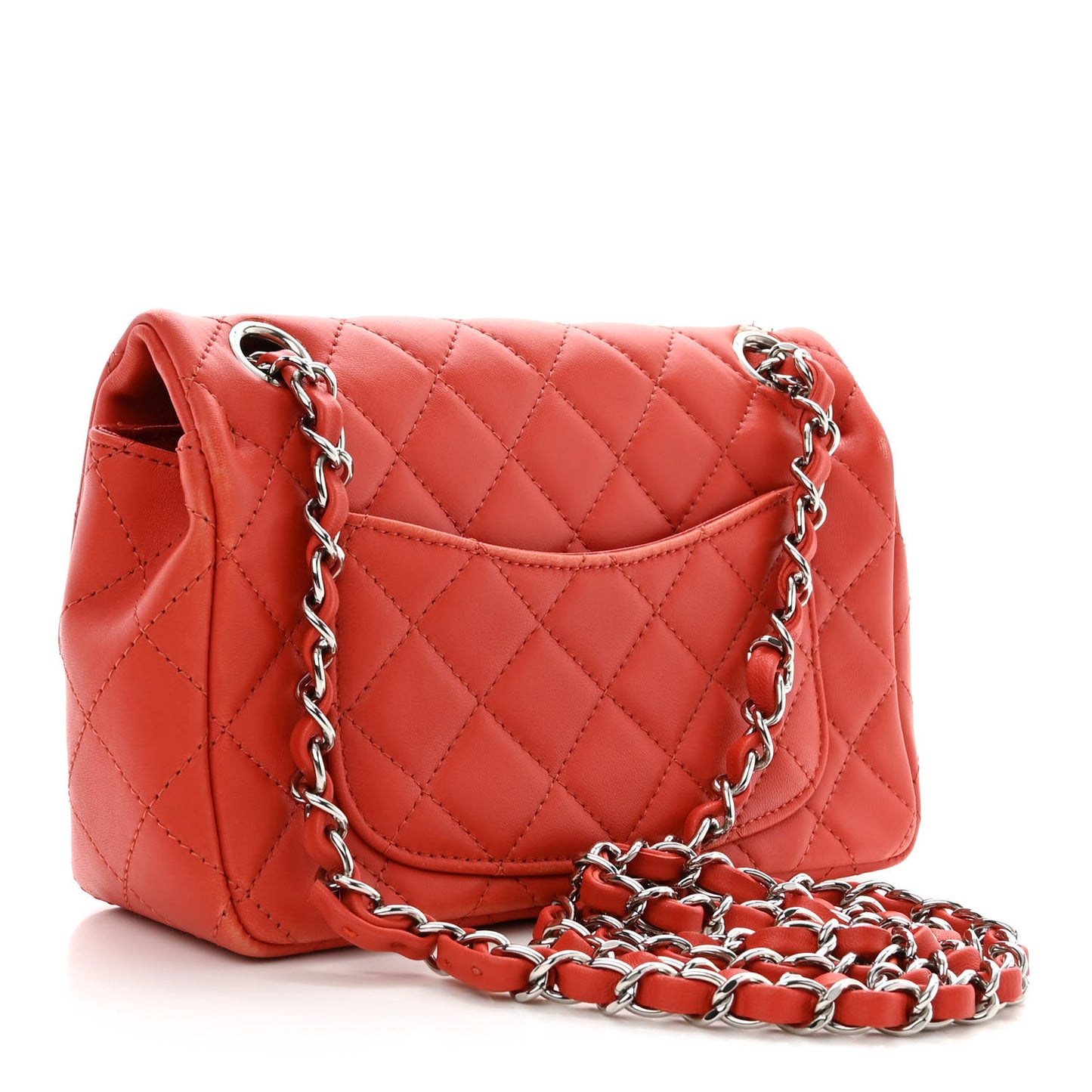 Lambskin Quilted Mini Rectangular Flap Red