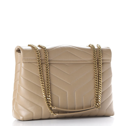 Saint Laurent Calfskin Y Quilted Monogram Medium Loulou Chain Satchel Nude Powder 2 of 9