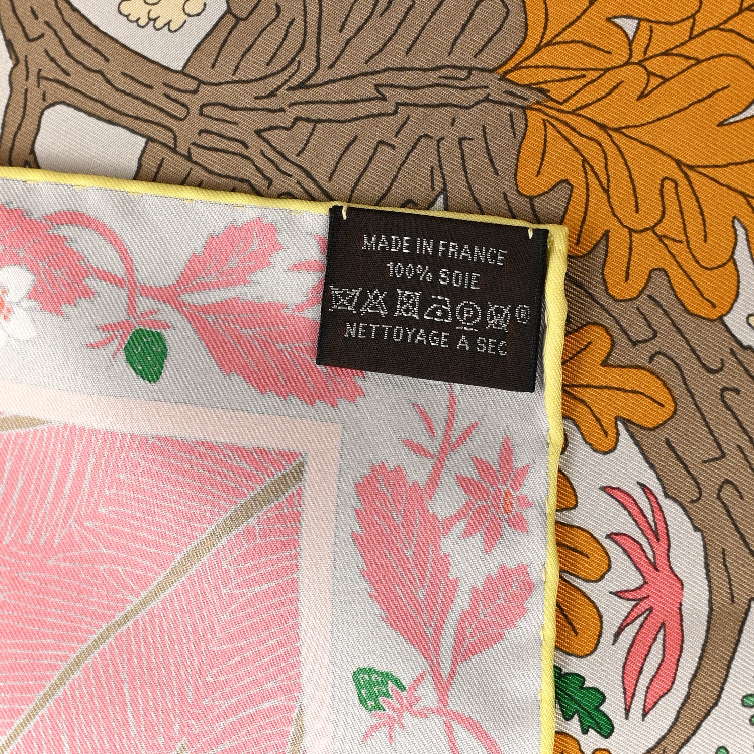 Hermes Silk Dans Les Bras De Selene Scarf 90 Vert Jaune Corail 8 of 8