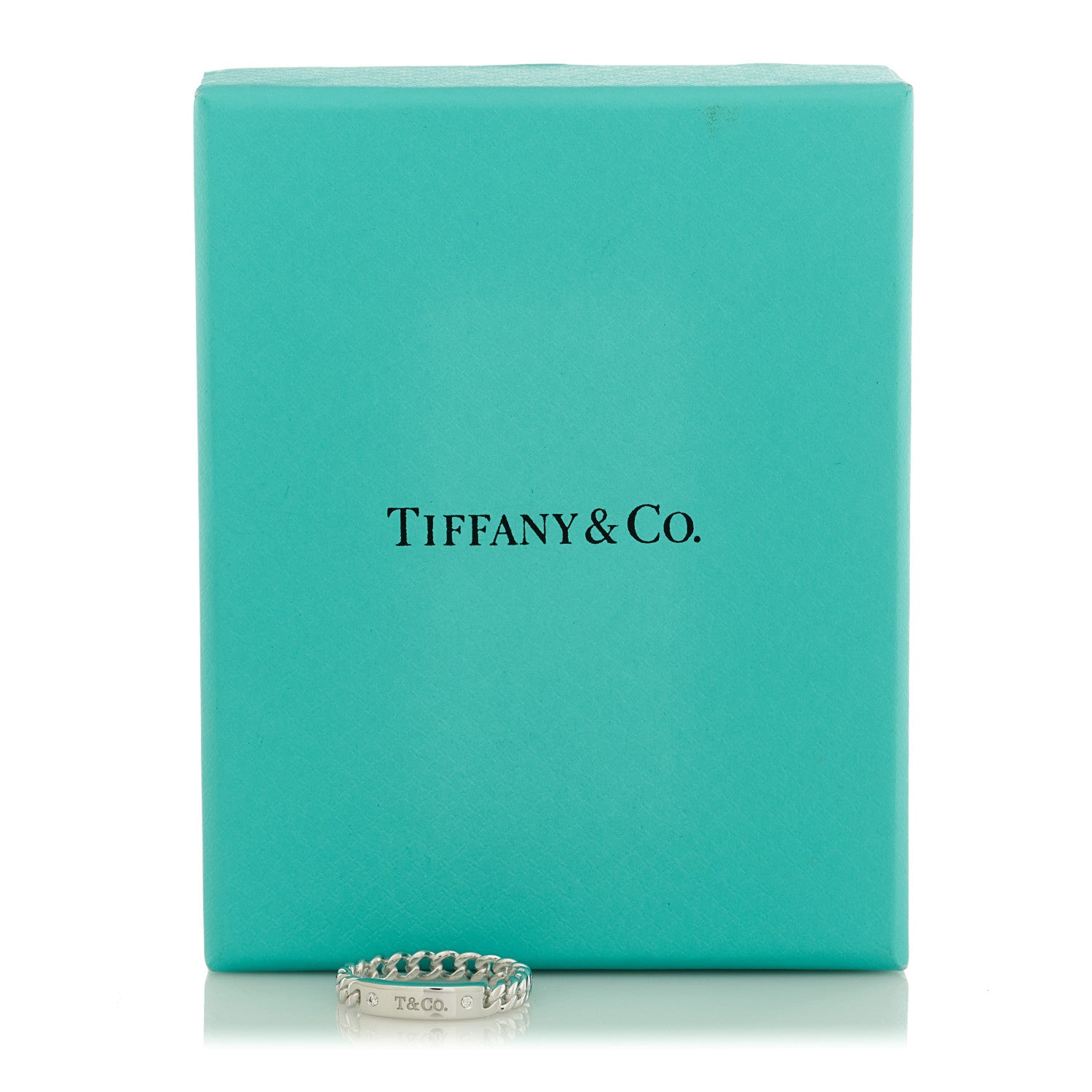 Tiffany 18K White Gold Diamond Micro Link Ring 54 7 5 of 5