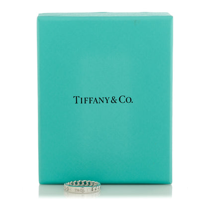 Tiffany 18K White Gold Diamond Micro Link Ring 54 7 5 of 5