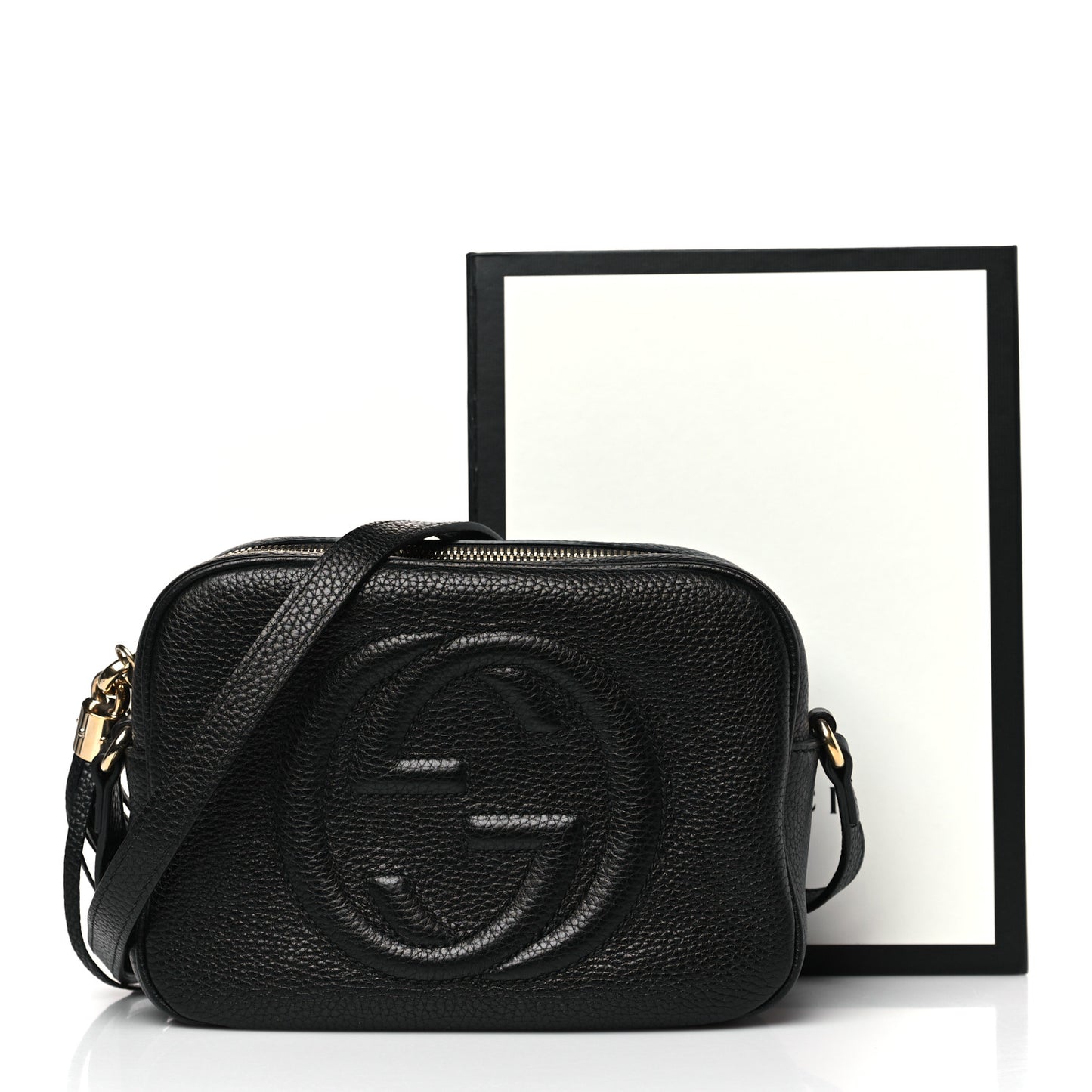 Pebbled Calfskin Small Soho Disco Bag Black