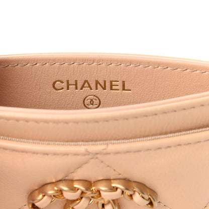 Chanel Shiny Goatskin Quilted 19 Card Holder Beige 6 of 8