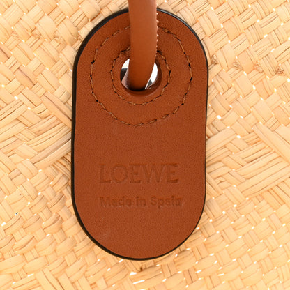 Loewe Calfskin Raffia Paulas Ibiza Medium Anagram Basket Tote Bag Natural Tan 6 of 12