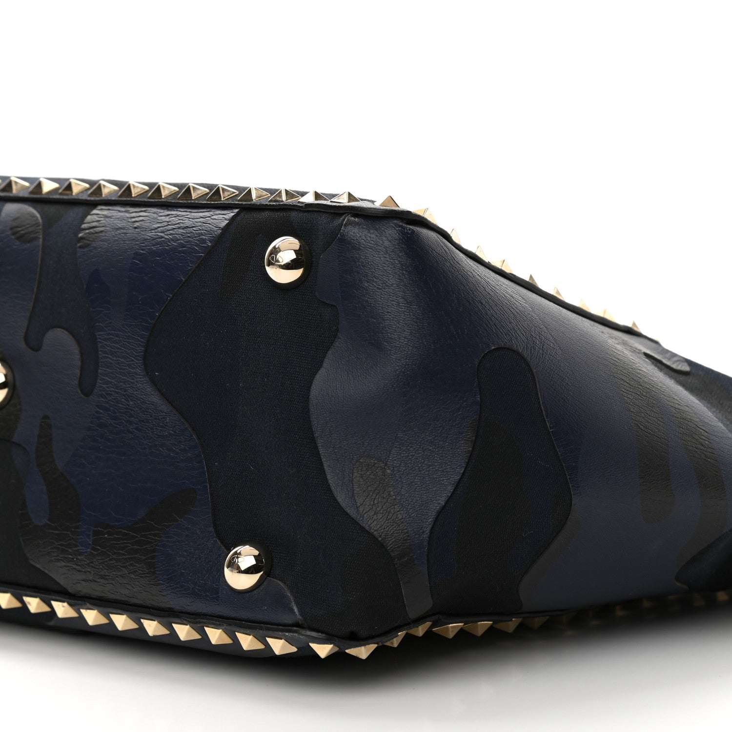 Valentino Garavani Nappa Canvas Camouflage Medium Rockstud Tote Marine 13 of 14