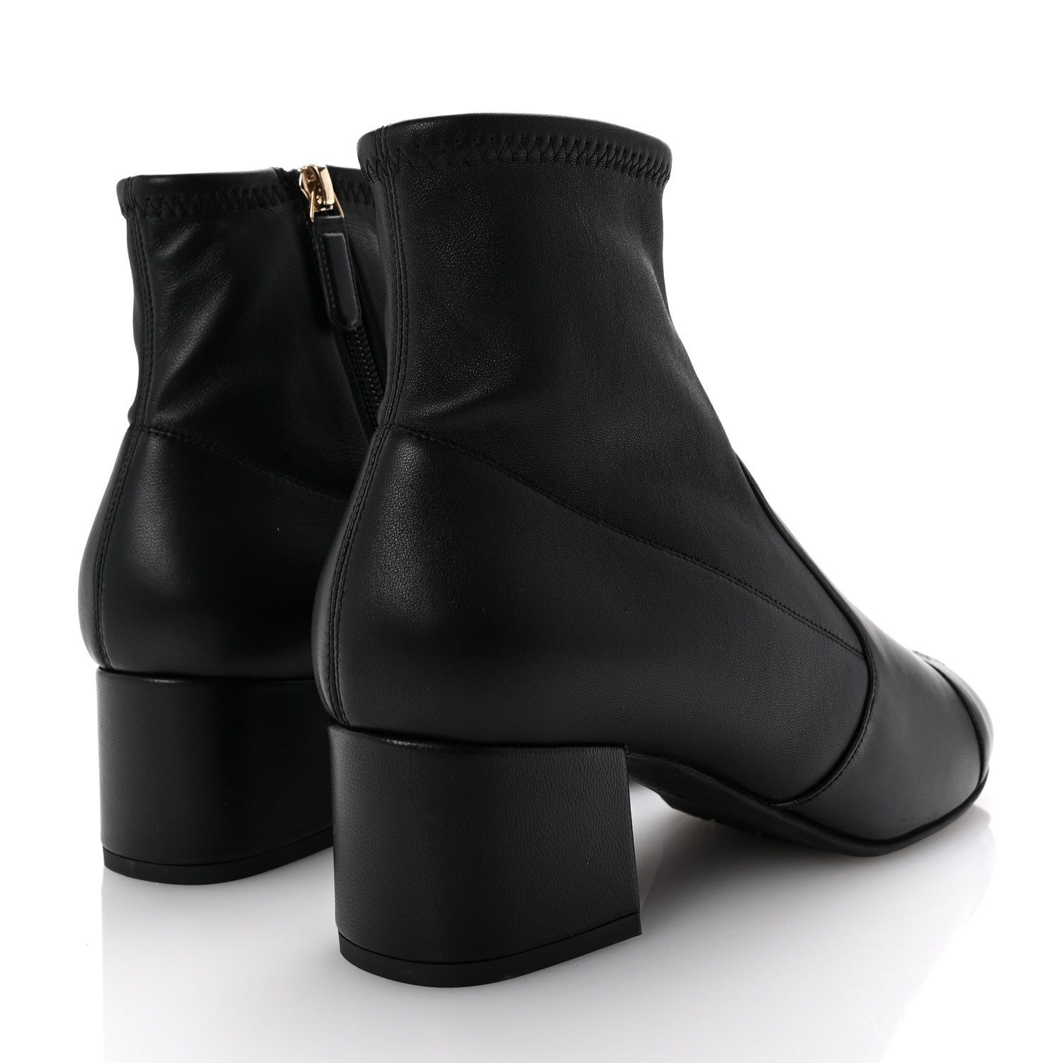 Chanel Stretch Lambskin Cap Toe CC Short Boots 37.5 Black 5 of 9