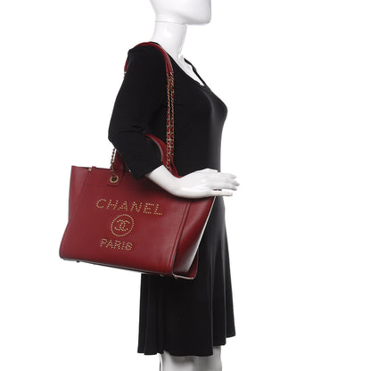 Chanel Caviar Small Studded Deauville Tote Red 2 of 10